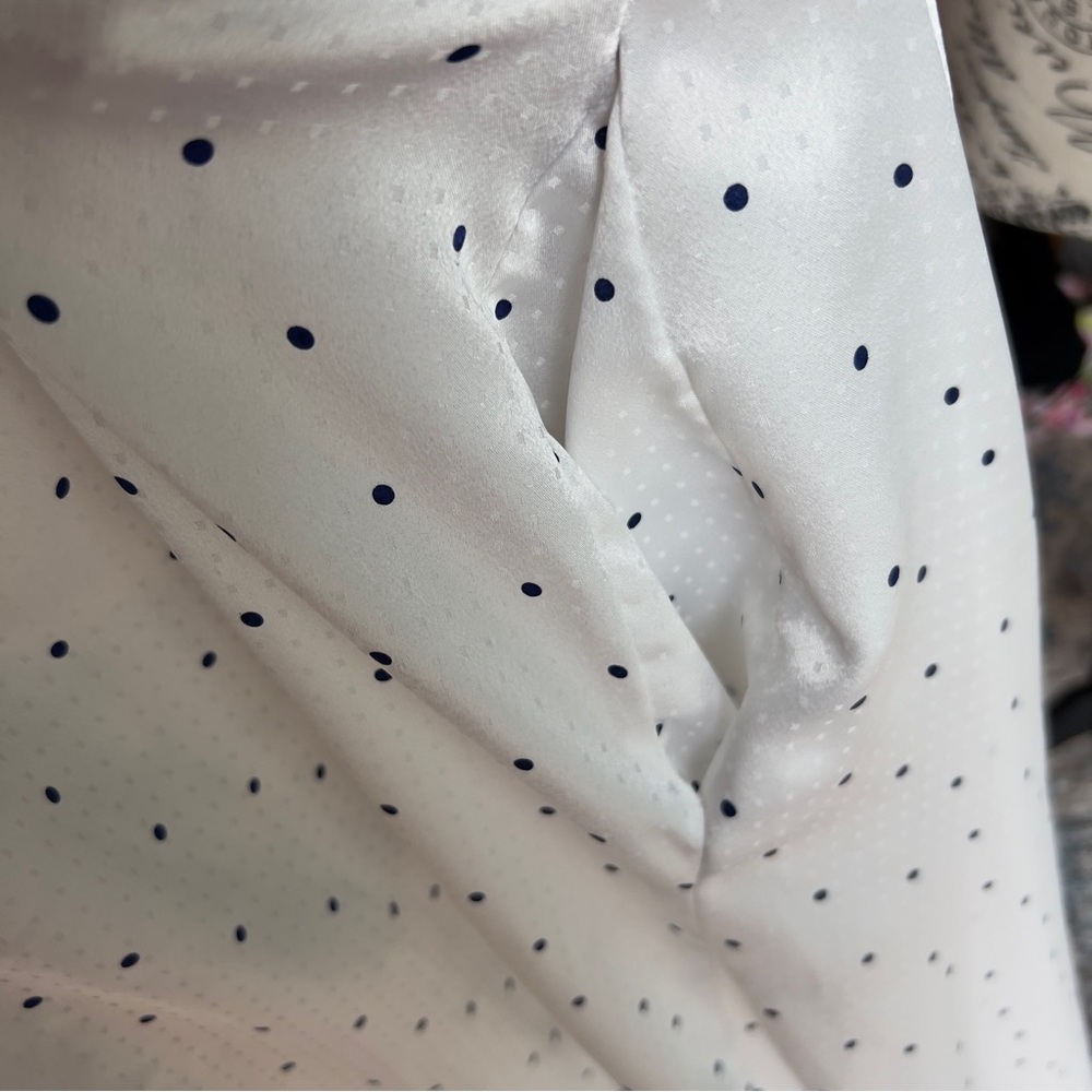 Christian Dior Elegant White Polka Dot Robe w pockets made in USA Sz small - Picture 9 of 9